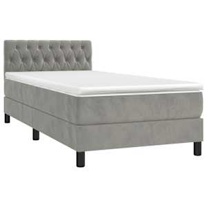 vidaXL Box Spring Bed with Mattress Light Gray Twin Velvet