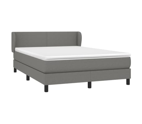 vidaXL Box Spring Bed with Mattress Dark Gray Full Fabric