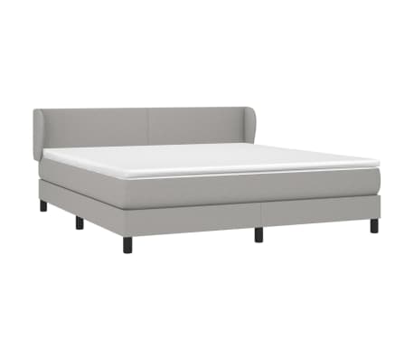 vidaXL Box Spring Bed with Mattress Light Gray King Fabric