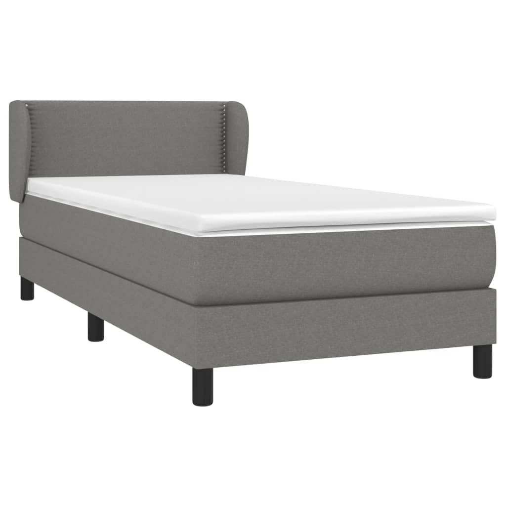 vidaXL Box Spring Bed with Mattress Dark Gray Twin Fabric