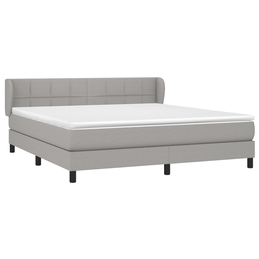 vidaXL Box Spring Bed with Mattress Light Gray Queen Fabric