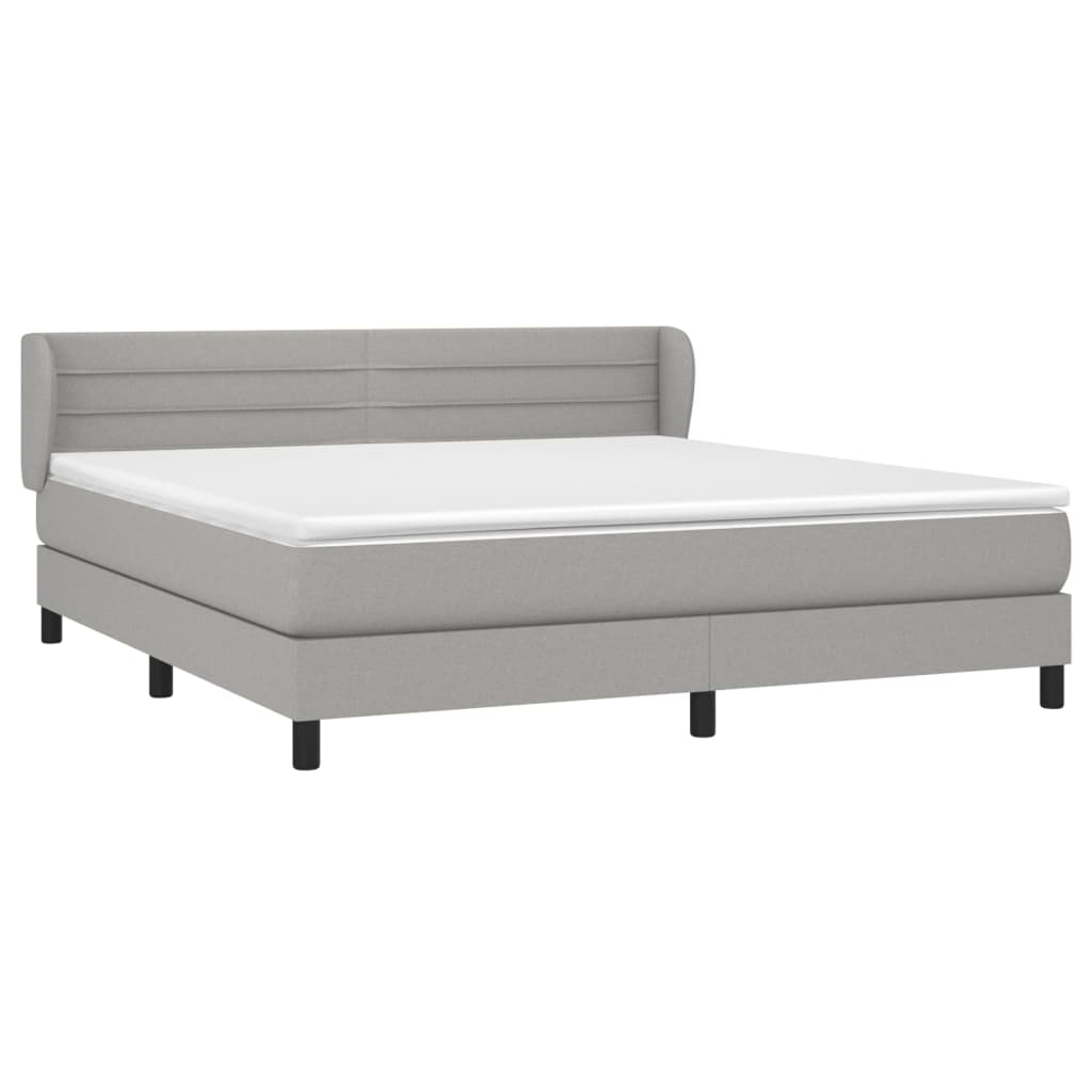 vidaXL Box Spring Bed with Mattress Light Gray Queen Fabric