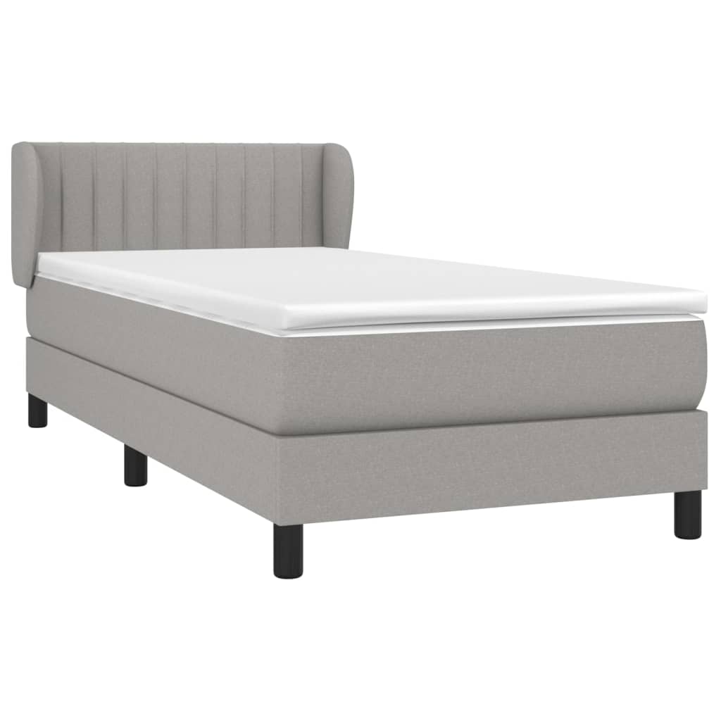 vidaXL Box Spring Bed with Mattress Light Gray Twin Fabric