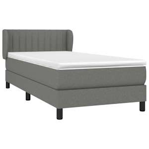 vidaXL Box Spring Bed with Mattress Dark Gray Twin XL Fabric