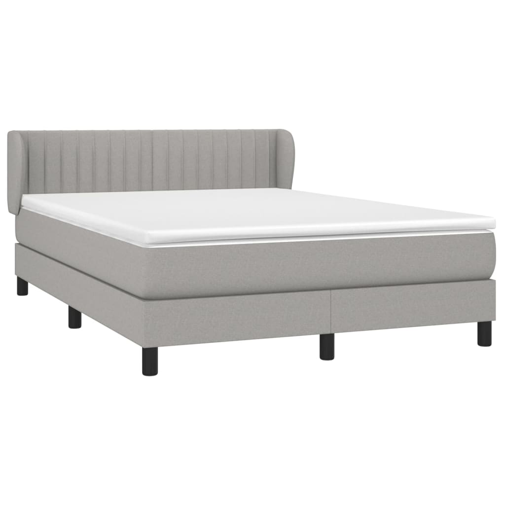 vidaXL Box Spring Bed with Mattress Light Gray Full Fabric