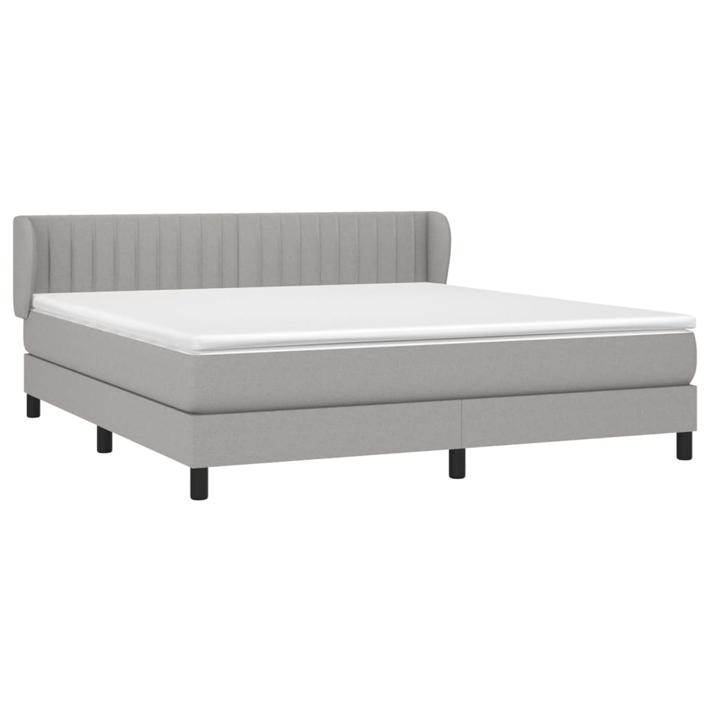 vidaXL Box Spring Bed with Mattress Light Gray Queen Fabric