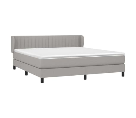 vidaXL Box Spring Bed with Mattress Light Gray Queen Fabric