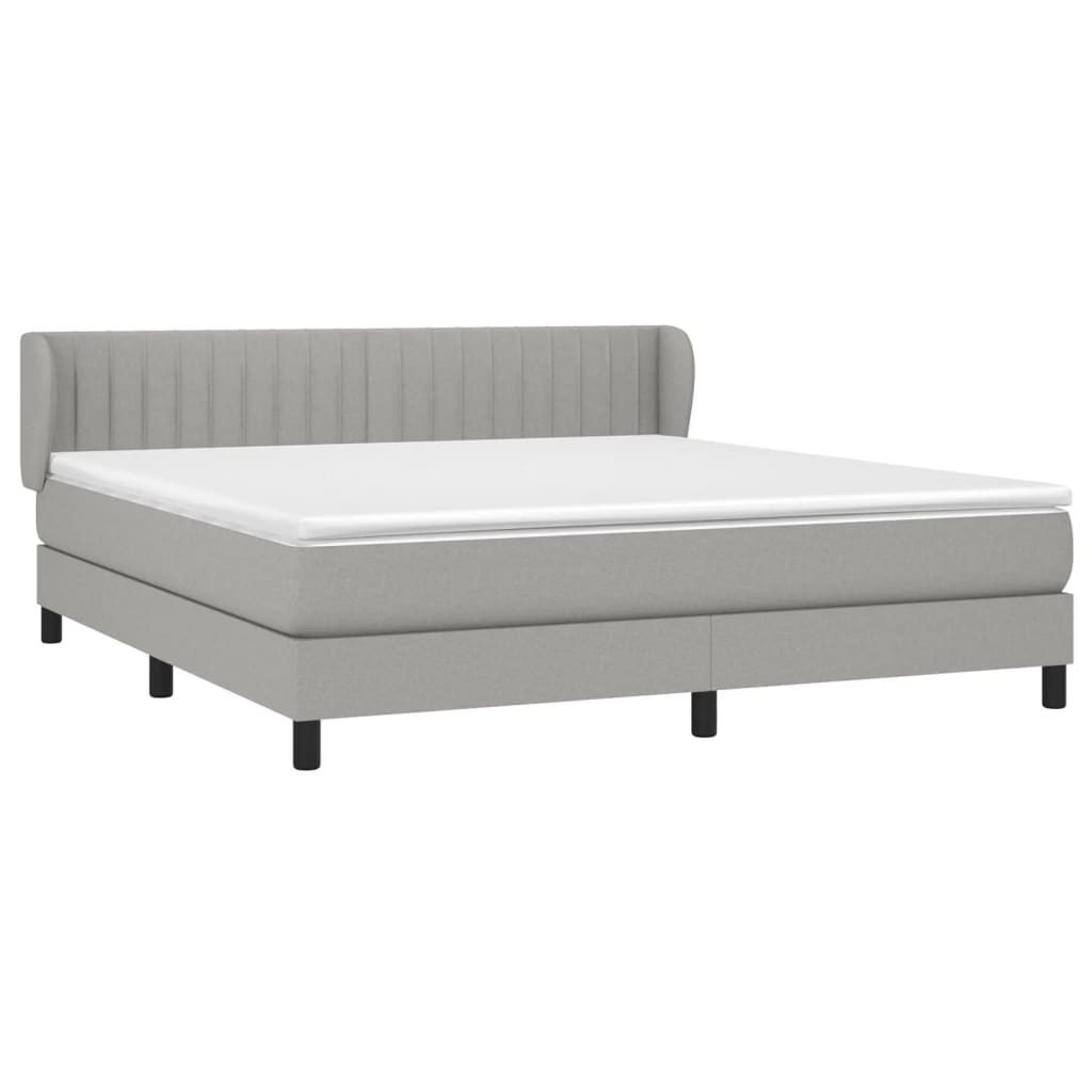 vidaXL Box Spring Bed with Mattress Light Gray King Fabric