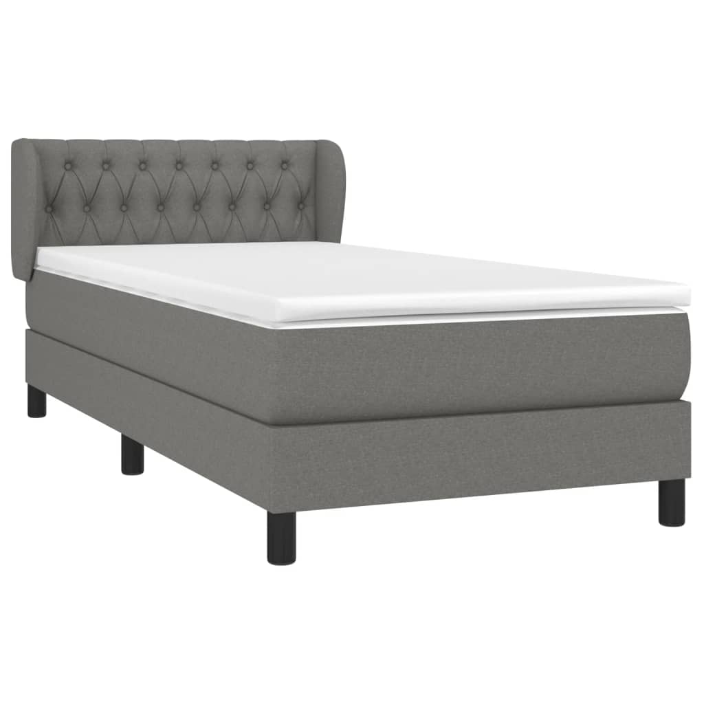 vidaXL Box Spring Bed with Mattress Dark Gray Twin Fabric