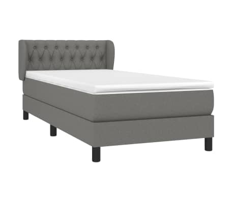 vidaXL Box Spring Bed with Mattress Dark Gray Twin Fabric