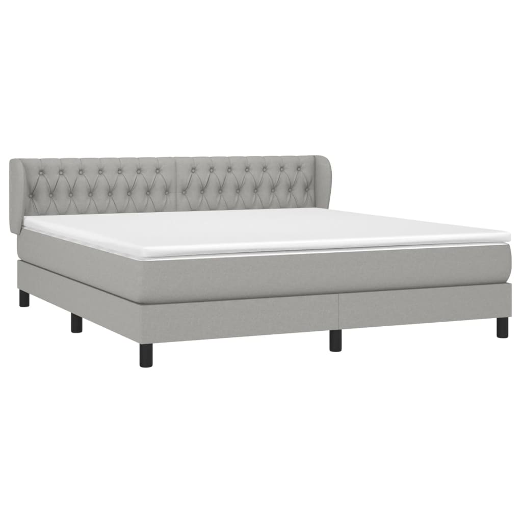 vidaXL Box Spring Bed with Mattress Light Gray California King Fabric