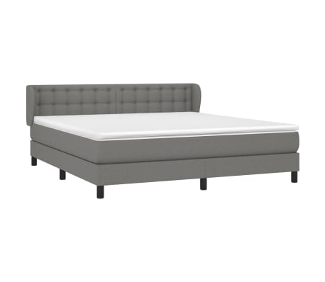 vidaXL Box Spring Bed with Mattress Dark Gray Queen Fabric