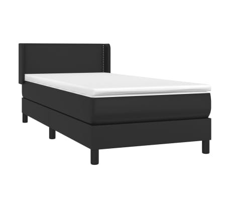 vidaXL Box Spring Bed with Mattress Black Twin Faux Leather