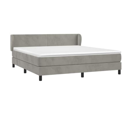 vidaXL Box Spring Bed with Mattress Light Gray California King Velvet