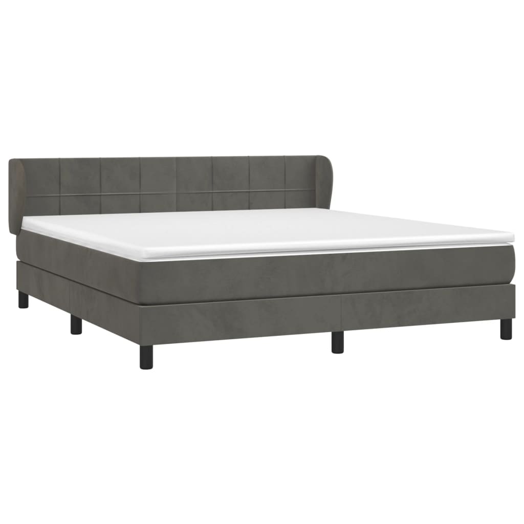 vidaXL Box Spring Bed with Mattress Dark Gray California King Velvet