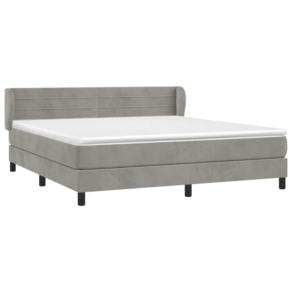 vidaXL Box Spring Bed with Mattress Light Gray Queen Velvet