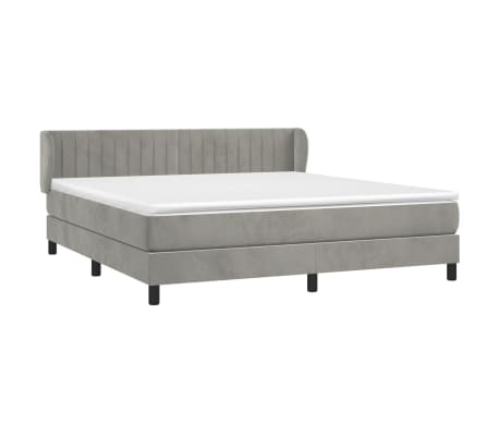 vidaXL Box Spring Bed with Mattress Light Gray California King Velvet