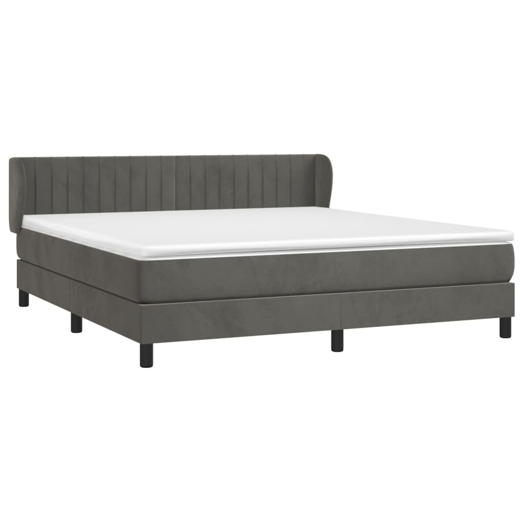 vidaXL Box Spring Bed with Mattress Dark Gray California King Velvet