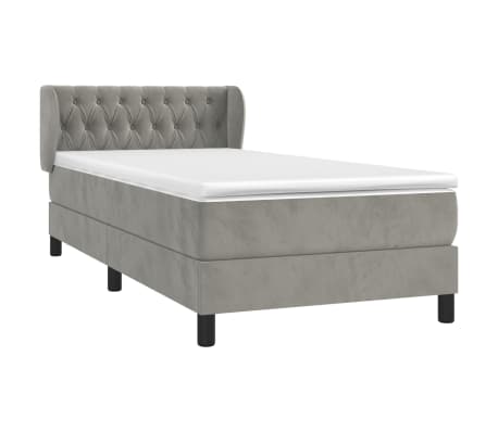 vidaXL Box Spring Bed with Mattress Light Gray Twin Velvet