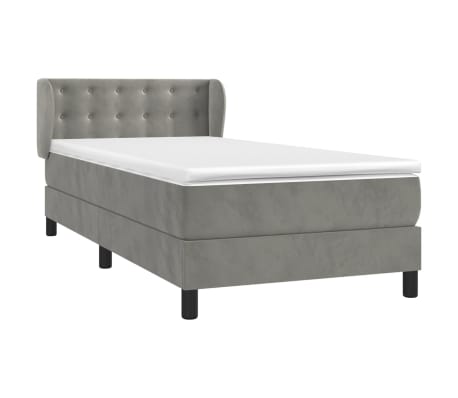 vidaXL Box Spring Bed with Mattress Light Gray Twin Velvet