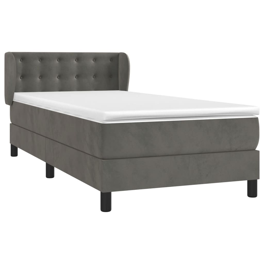 vidaXL Box Spring Bed with Mattress Dark Gray Twin Velvet