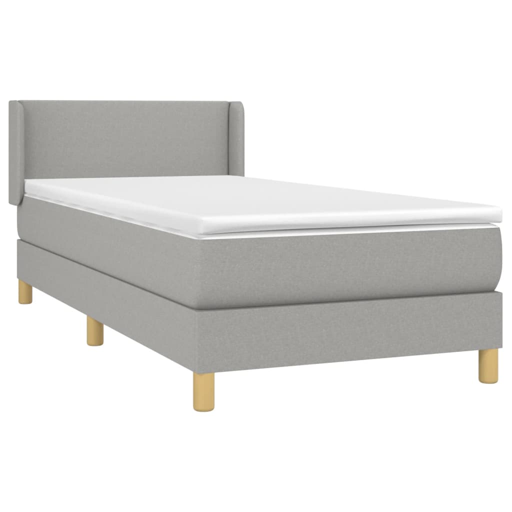 vidaXL Box Spring Bed with Mattress Light Gray Twin XL Fabric