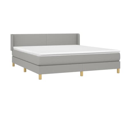 vidaXL Box Spring Bed with Mattress Light Gray King Fabric