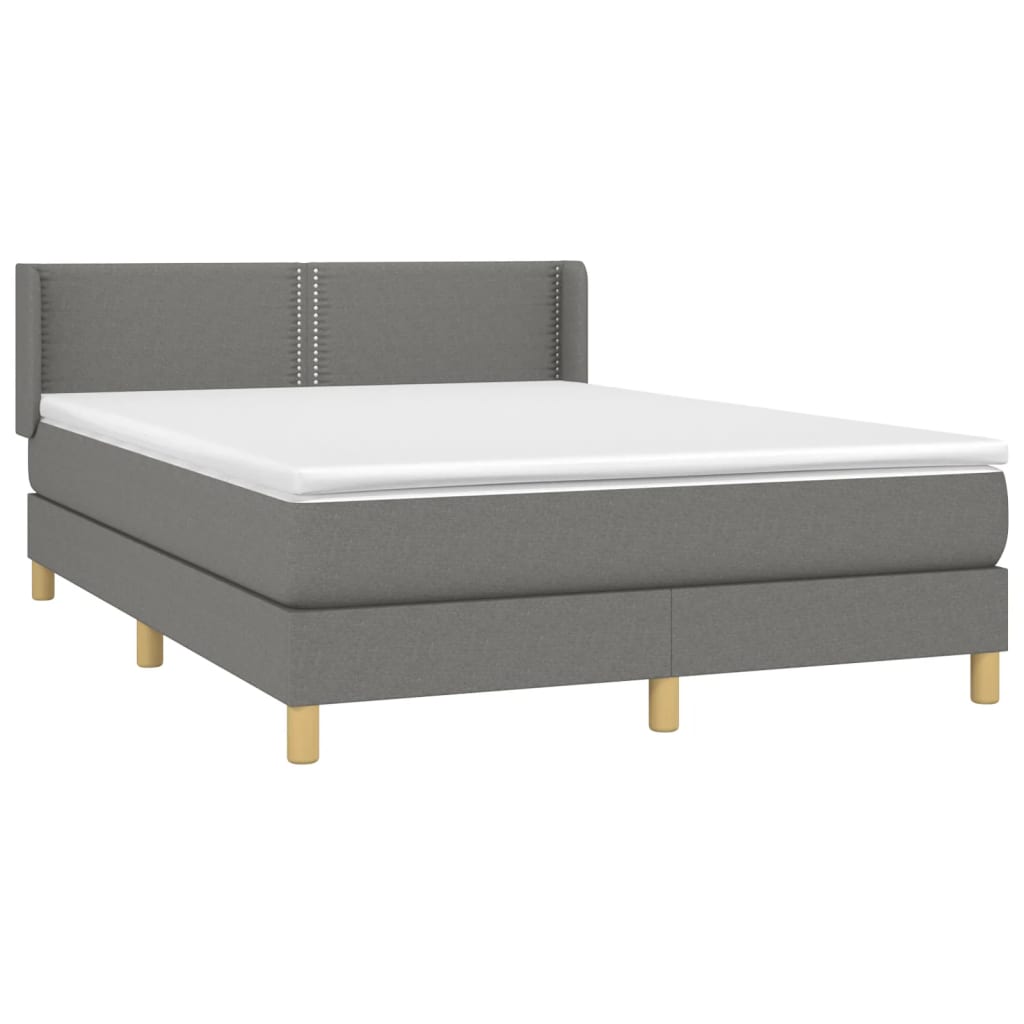 vidaXL Box Spring Bed with Mattress Dark Gray Full Fabric