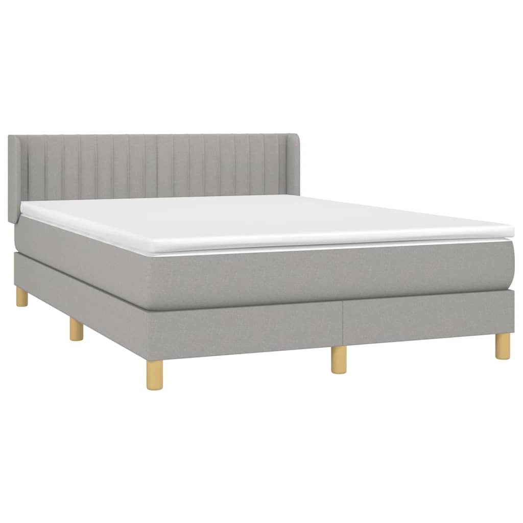 vidaXL Box Spring Bed with Mattress Light Gray Full Fabric