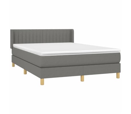 vidaXL Box Spring Bed with Mattress Dark Gray Full Fabric