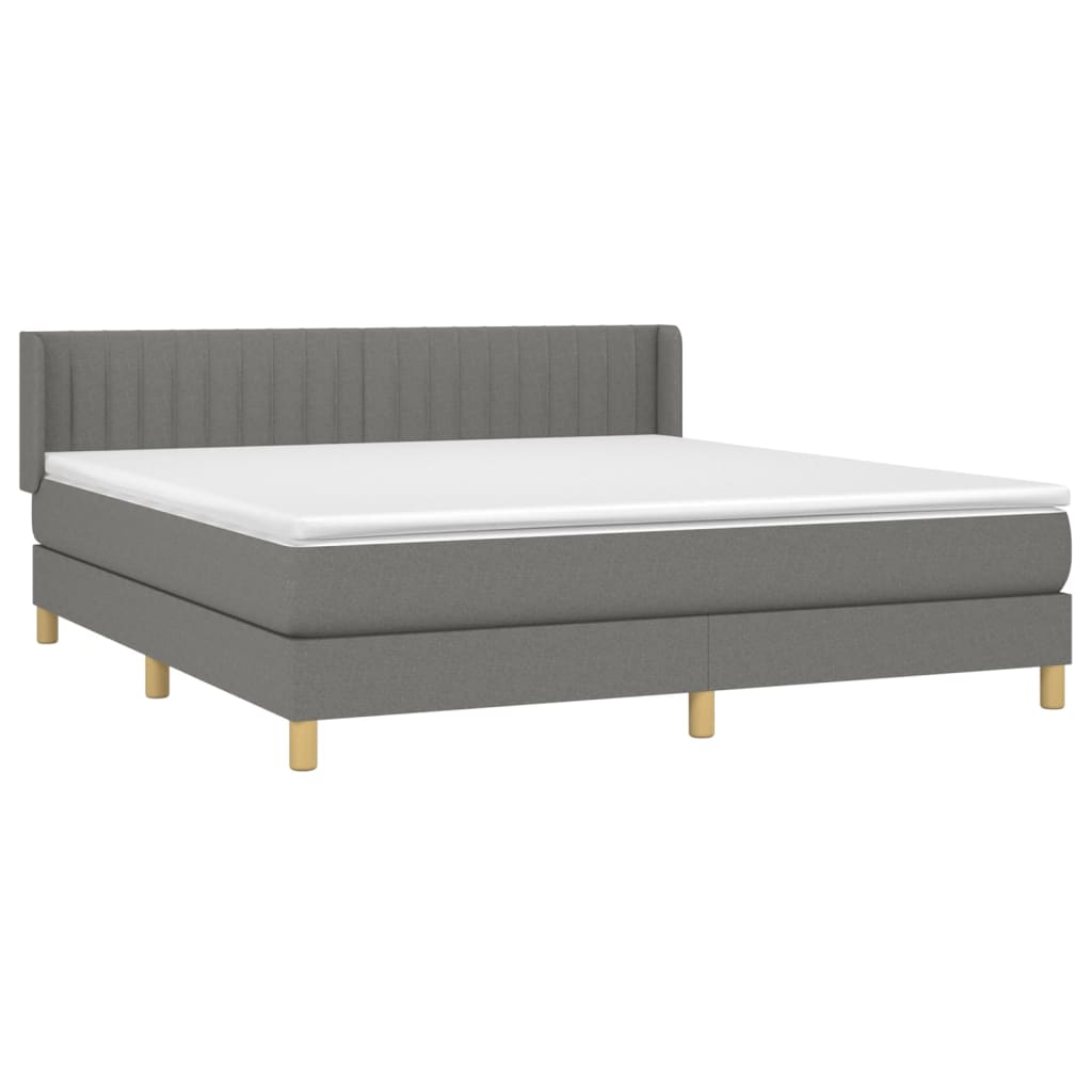 vidaXL Box Spring Bed with Mattress Dark Gray California King Fabric