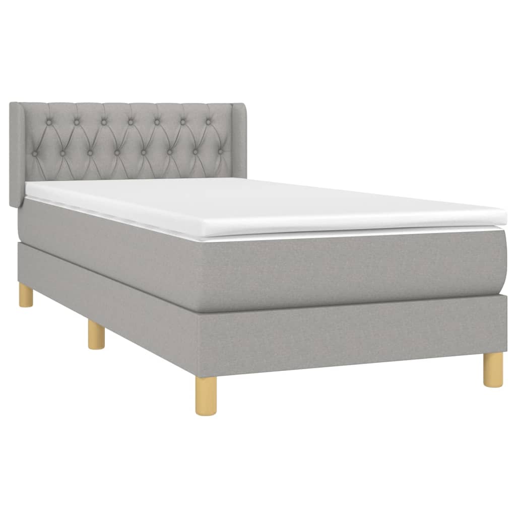 vidaXL Box Spring Bed with Mattress Light Gray Twin Fabric