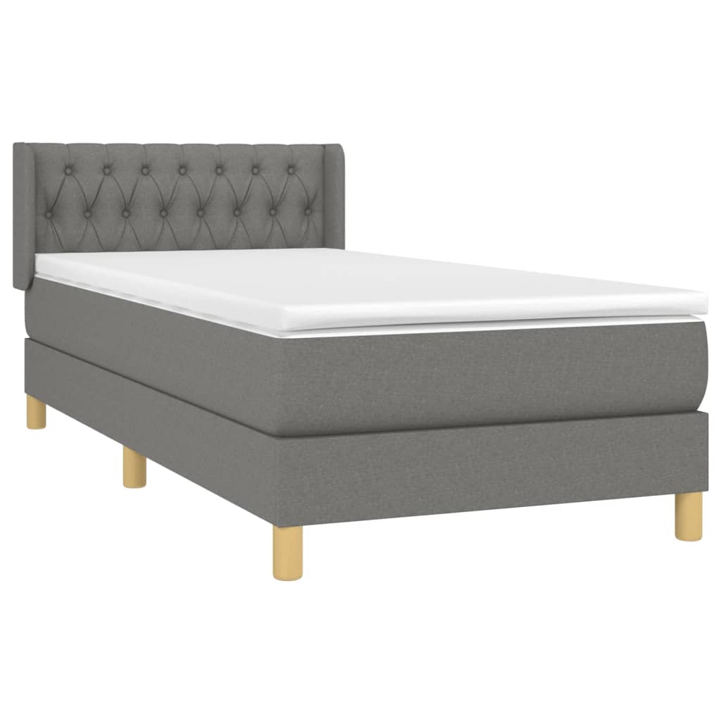 vidaXL Box Spring Bed with Mattress Dark Gray Twin Fabric