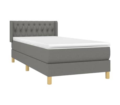 vidaXL Box Spring Bed with Mattress Dark Gray Twin Fabric