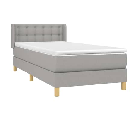 vidaXL Box Spring Bed with Mattress Light Gray Twin Fabric