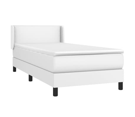 vidaXL Box Spring Bed with Mattress White Twin XL Faux Leather