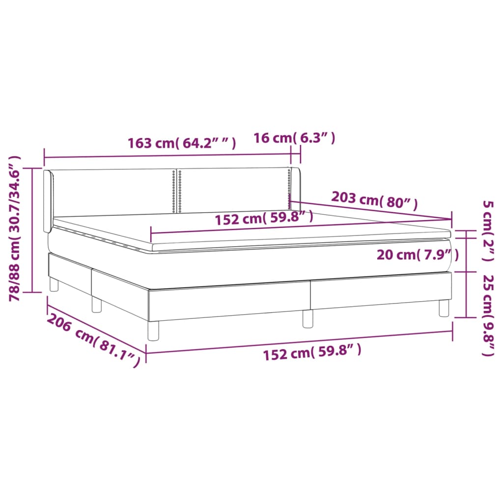 vidaXL Box Spring Bed with Mattress White Queen Faux Leather