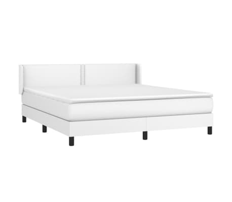 vidaXL Box Spring Bed with Mattress White King Faux Leather