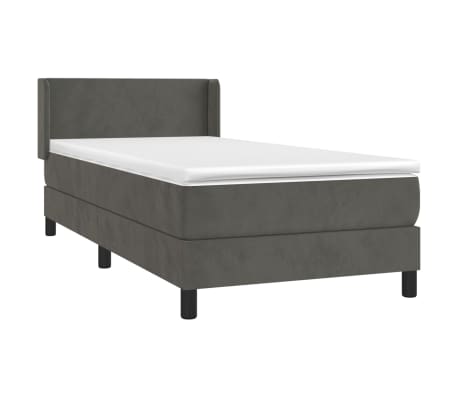 vidaXL Box Spring Bed with Mattress Dark Gray Twin Velvet