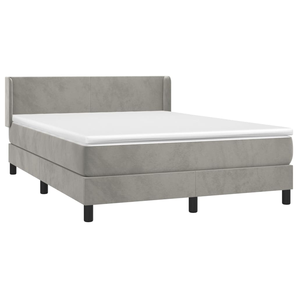 vidaXL Box Spring Bed with Mattress Light Gray Full Velvet