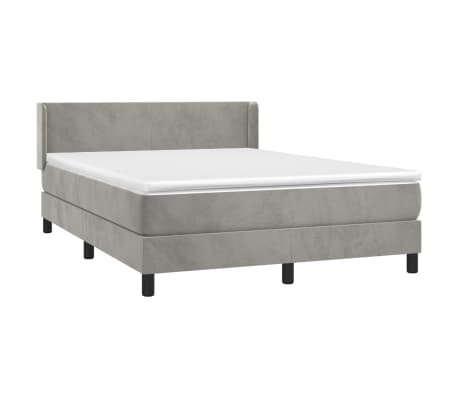 vidaXL Box Spring Bed with Mattress Light Gray Full Velvet