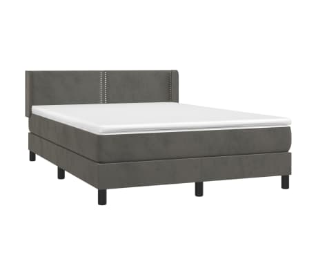 vidaXL Box Spring Bed with Mattress Dark Gray 53.9"x74.8" Full Velvet