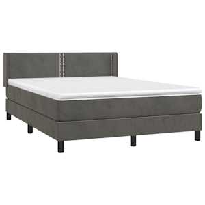 vidaXL Box Spring Bed with Mattress Dark Gray 53.9"x74.8" Full Velvet