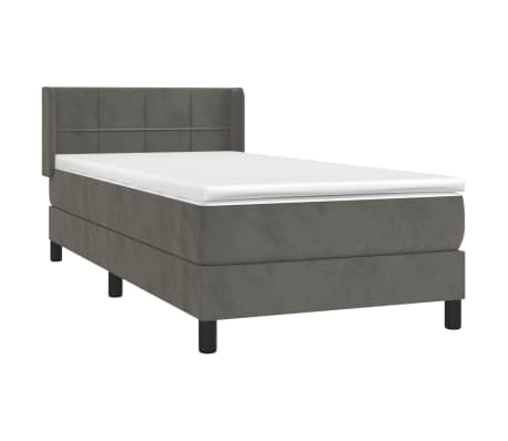 vidaXL Box Spring Bed with Mattress Dark Gray Twin Velvet