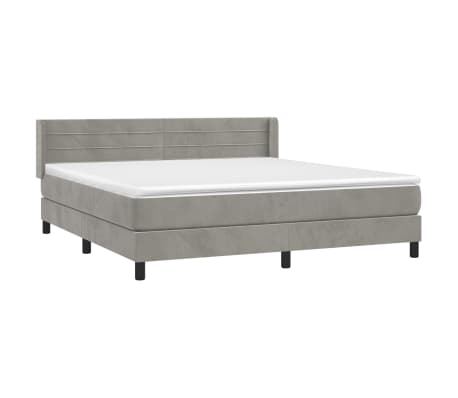 vidaXL Box Spring Bed with Mattress Light Gray Queen Velvet