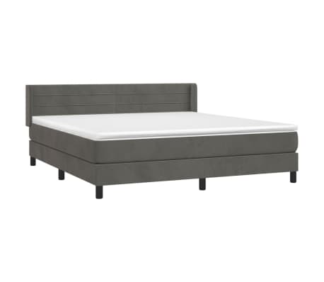 vidaXL Box Spring Bed with Mattress Dark Gray Queen Velvet