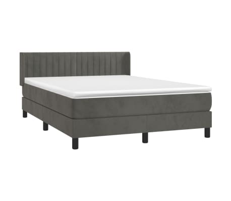 vidaXL Box Spring Bed with Mattress Dark Gray Full Velvet