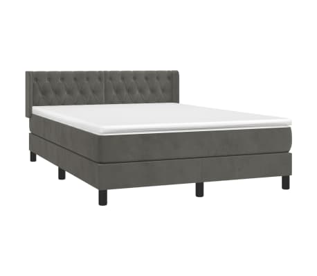 vidaXL Box Spring Bed with Mattress Dark Gray Full Velvet