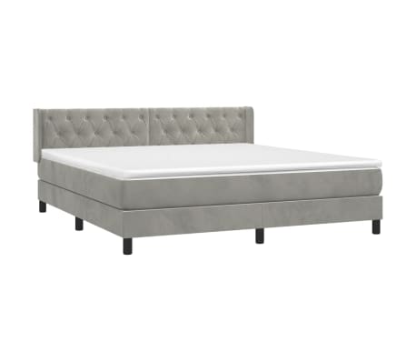 vidaXL Box Spring Bed with Mattress Light Gray Queen Velvet