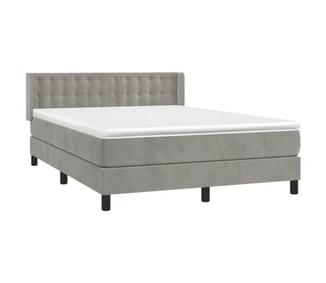 vidaXL Box Spring Bed with Mattress Light Gray Full Velvet